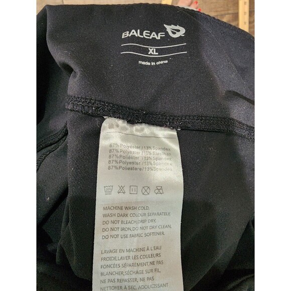 Baleaf Womens XL Black High-Waisted Bike Shorts Side Pockets Polyester/Spandex - Picture 8 of 8